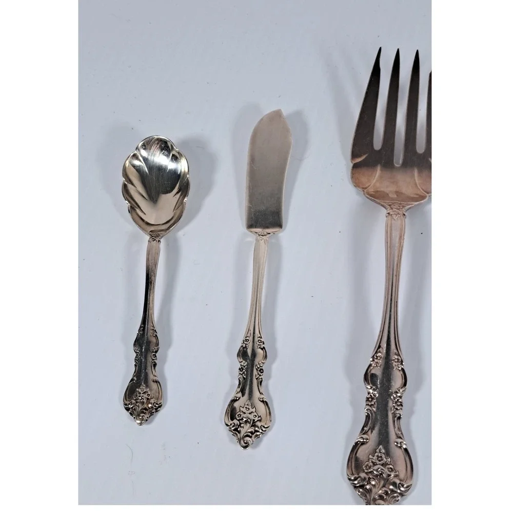 International DeepSilver Orleans‎ Silverplate Serving Set 8pc Ornate Floral